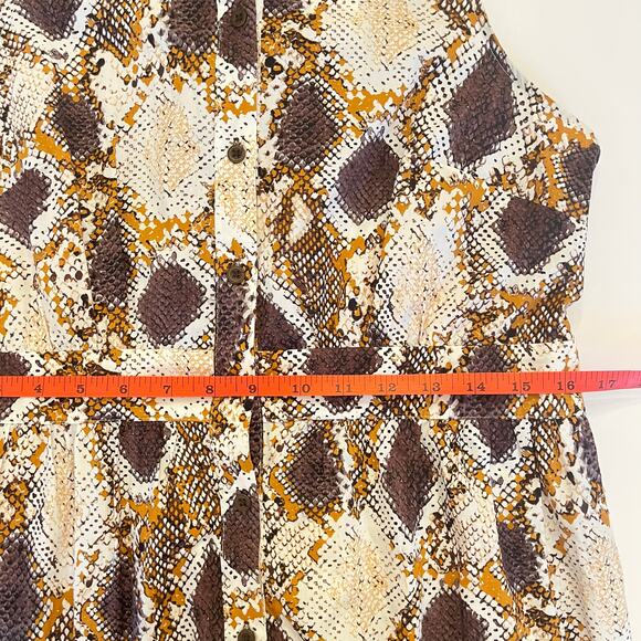 NWT Anthropologie Maeve Snake Print Maxi Dress Size 12 Brown Tan Button Front - Picture 14 of 15